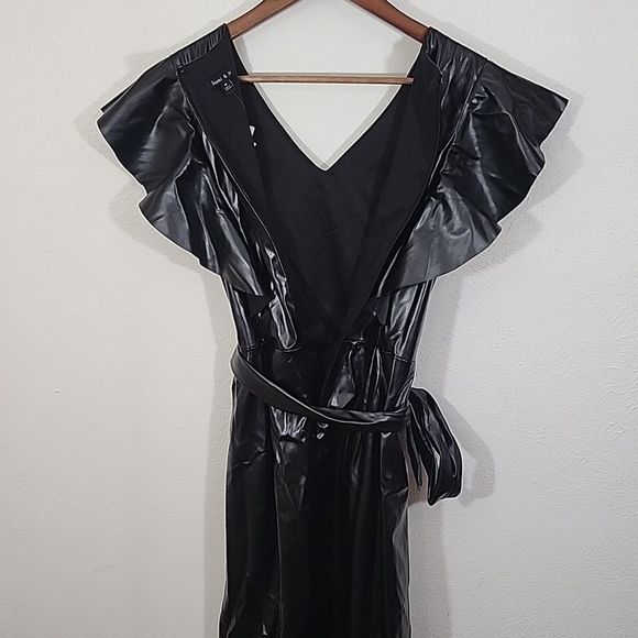Sami & Jo faux leather batwing midi black dress NWT size M - Picture 9 of 14